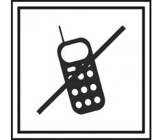596 Zákaz používania mobilných telefónov 100x100 mm samolepka