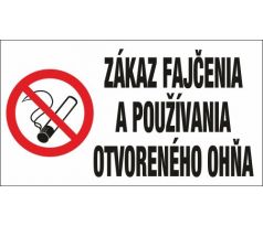 570 Zákaz fajčenia a používania otvoreného ohňa 450x250 mm plast hr. 0,5 mm